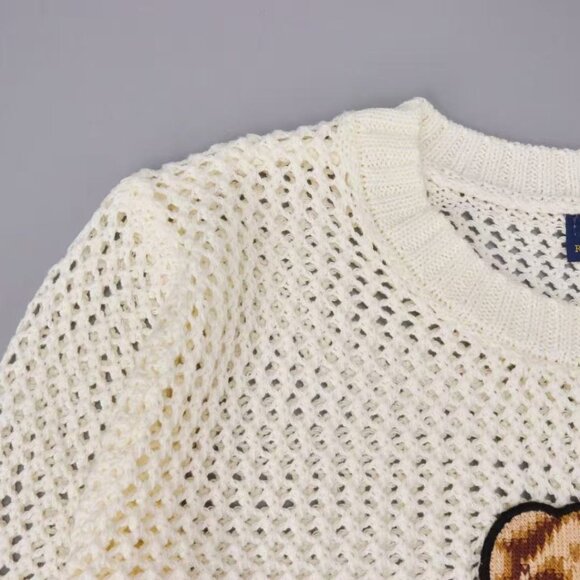 Polo by Ralph White openwork wool sweater with boxing bear pattern - Picture 5 of 10